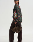 Printed Blouse, Khaki
