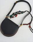 Two-Tone Double Strap Leather Purse, Black