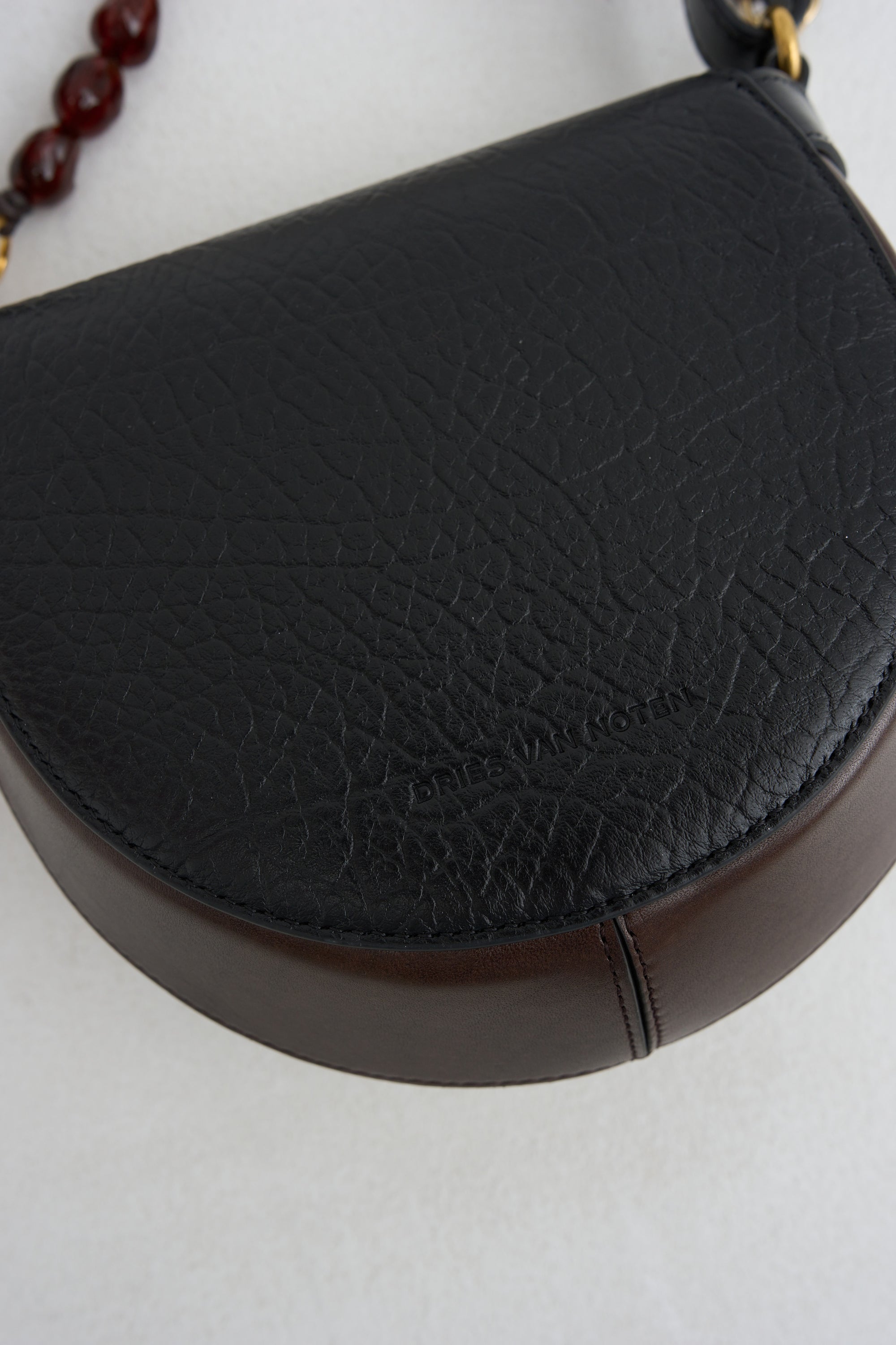 Two-Tone Double Strap Leather Purse, Black