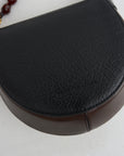 Two-Tone Double Strap Leather Purse, Black