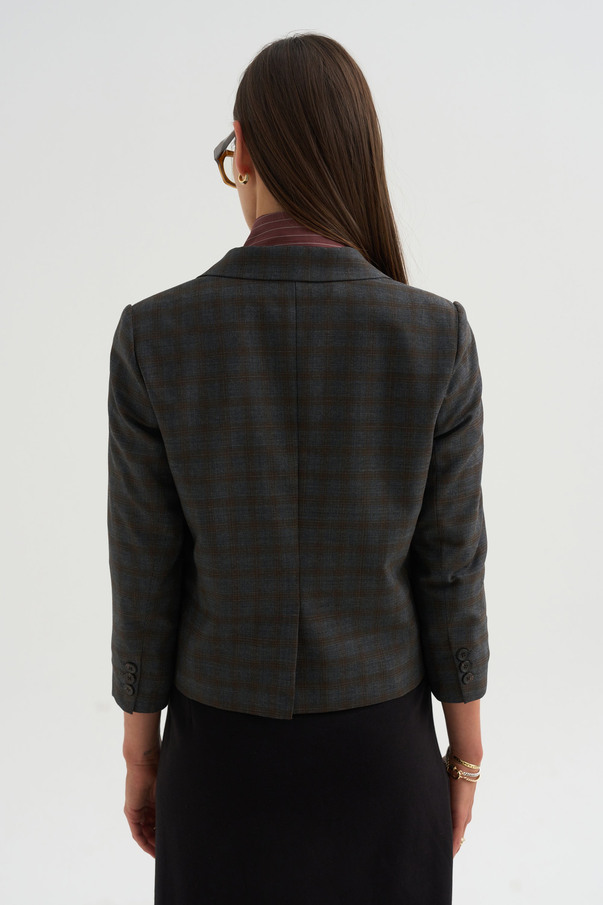 Cropped Blazer, Brown