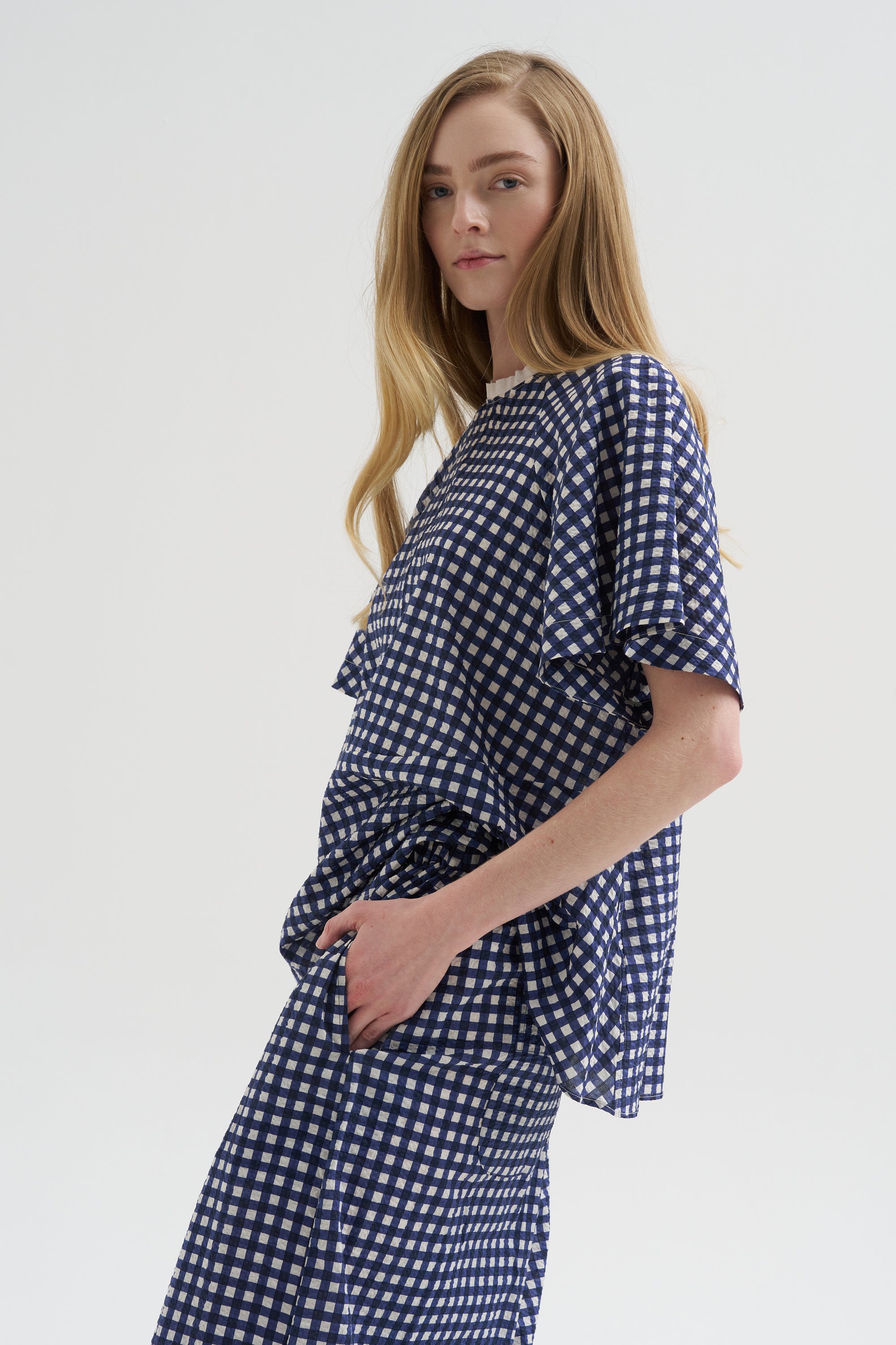 Weill Blouse, Blue Gingham