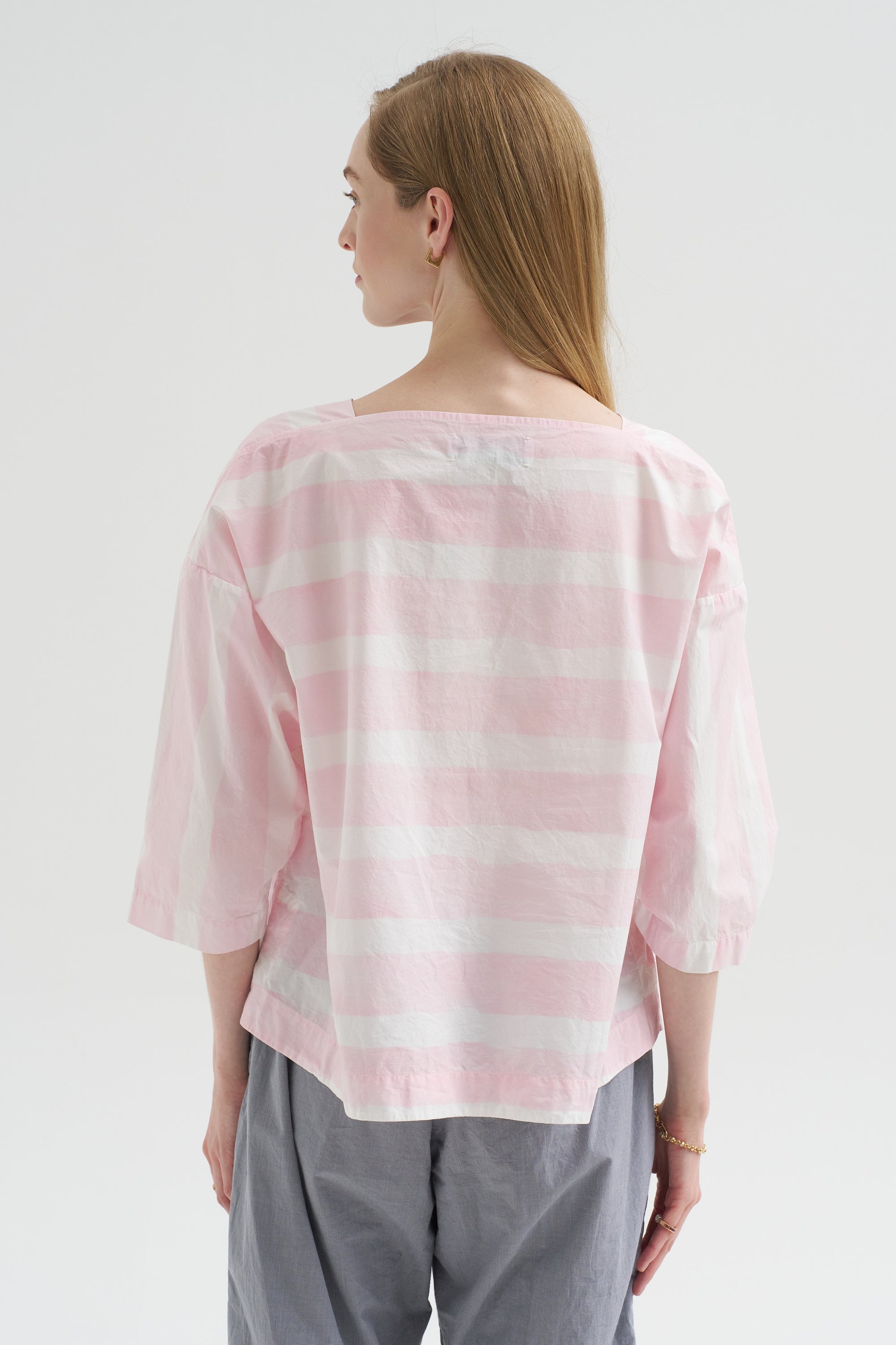 Britan Blouse, Brushstroke Rose Stripe