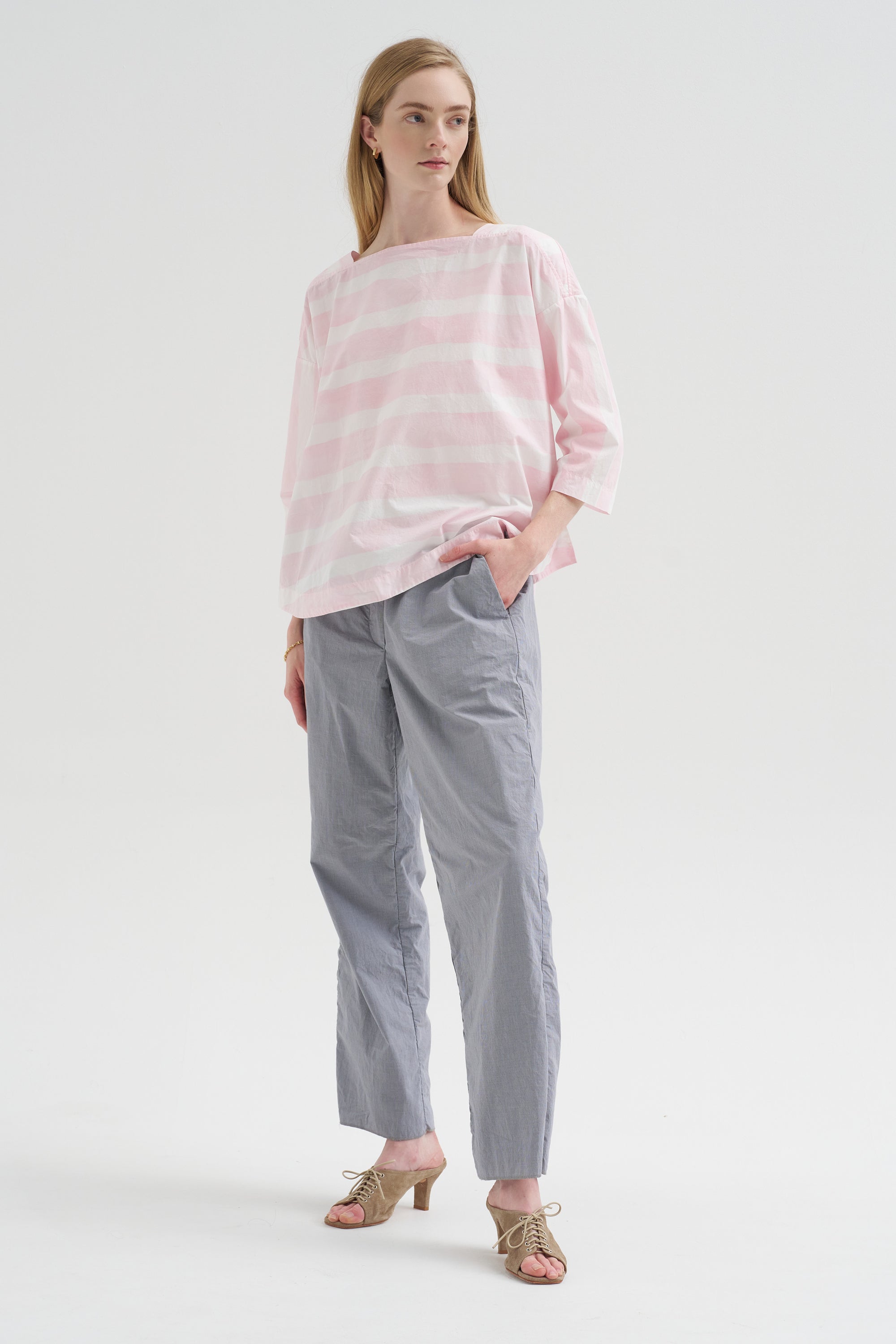 Britan Blouse, Brushstroke Rose Stripe