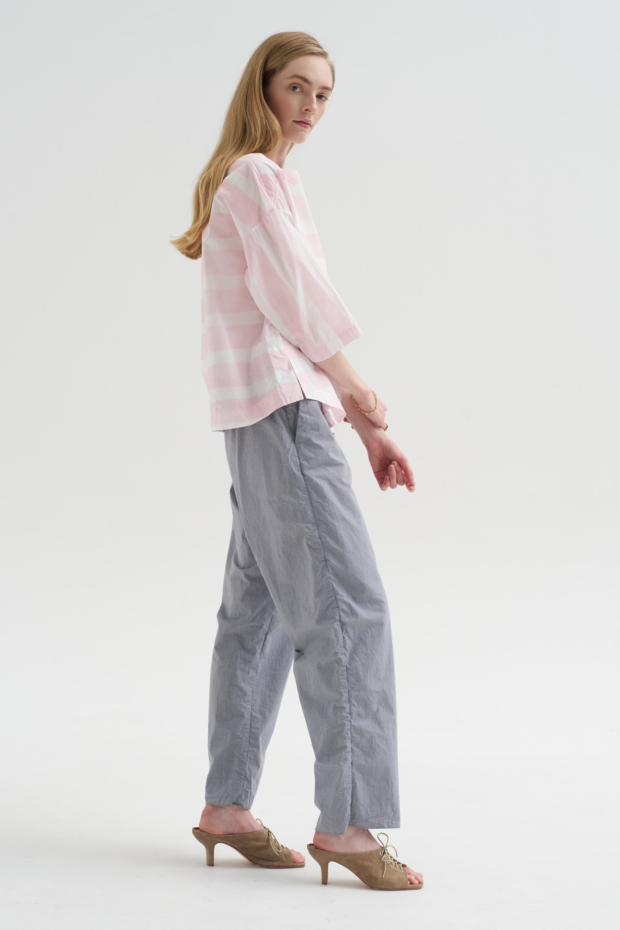Britan Blouse, Brushstroke Rose Stripe