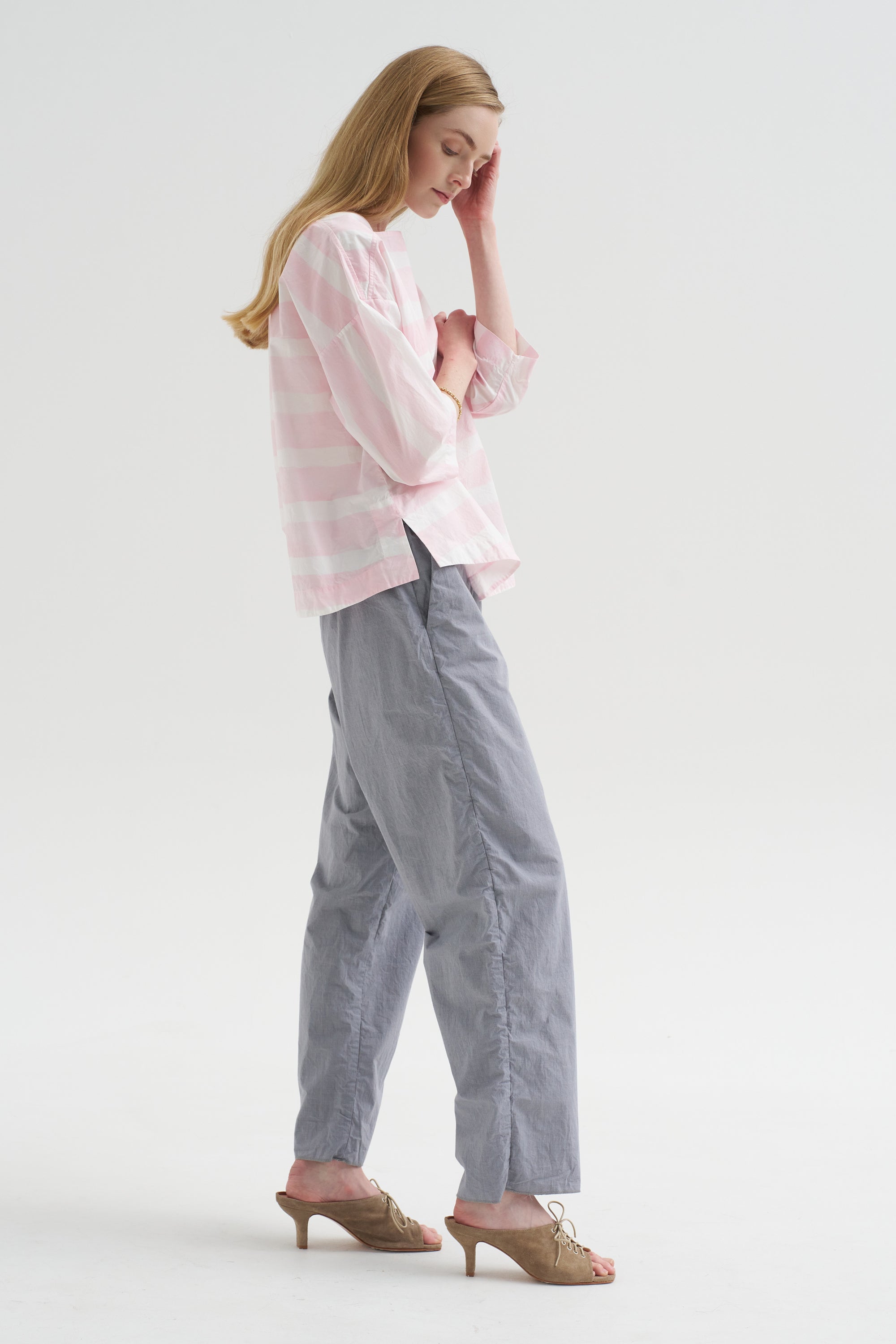 Britan Blouse, Brushstroke Rose Stripe