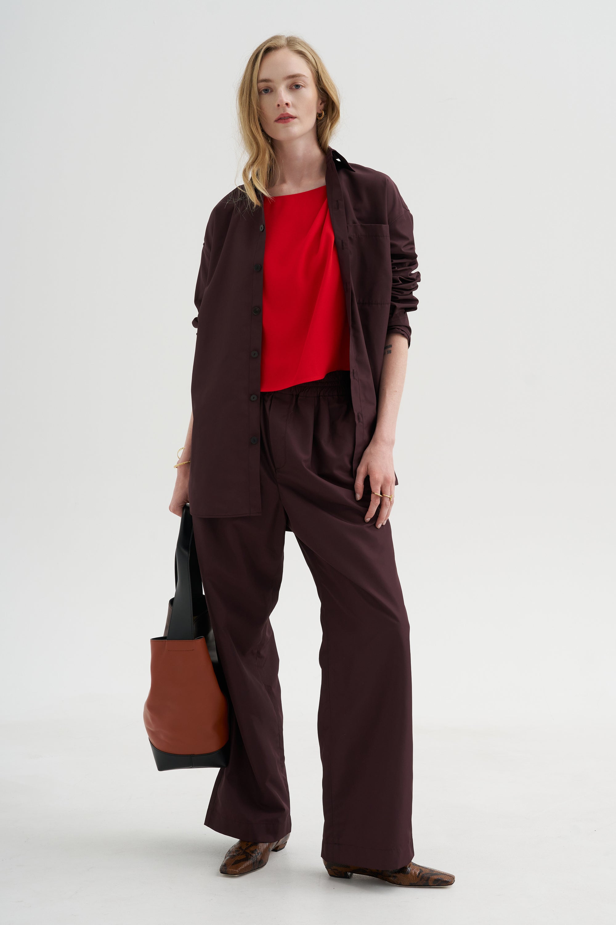 Point Collar Shirt, Plum