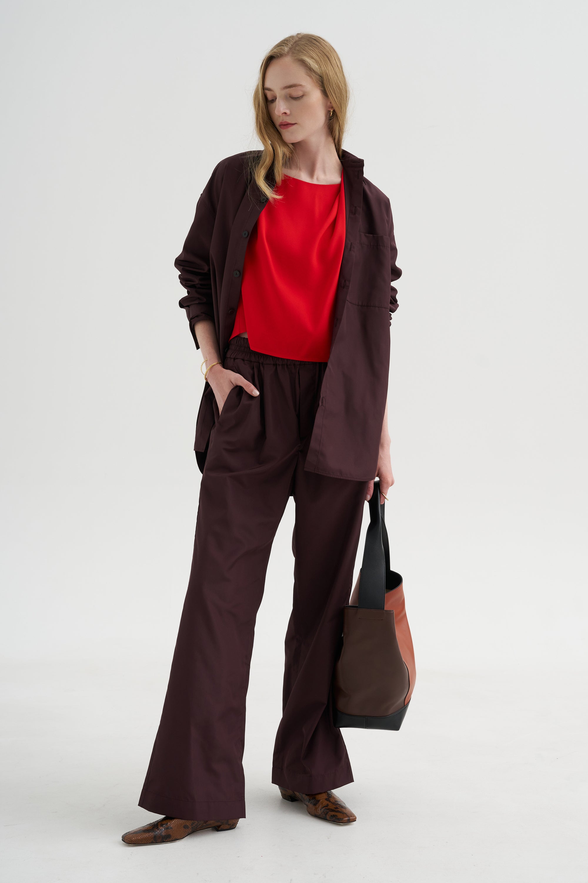 Point Collar Shirt, Plum