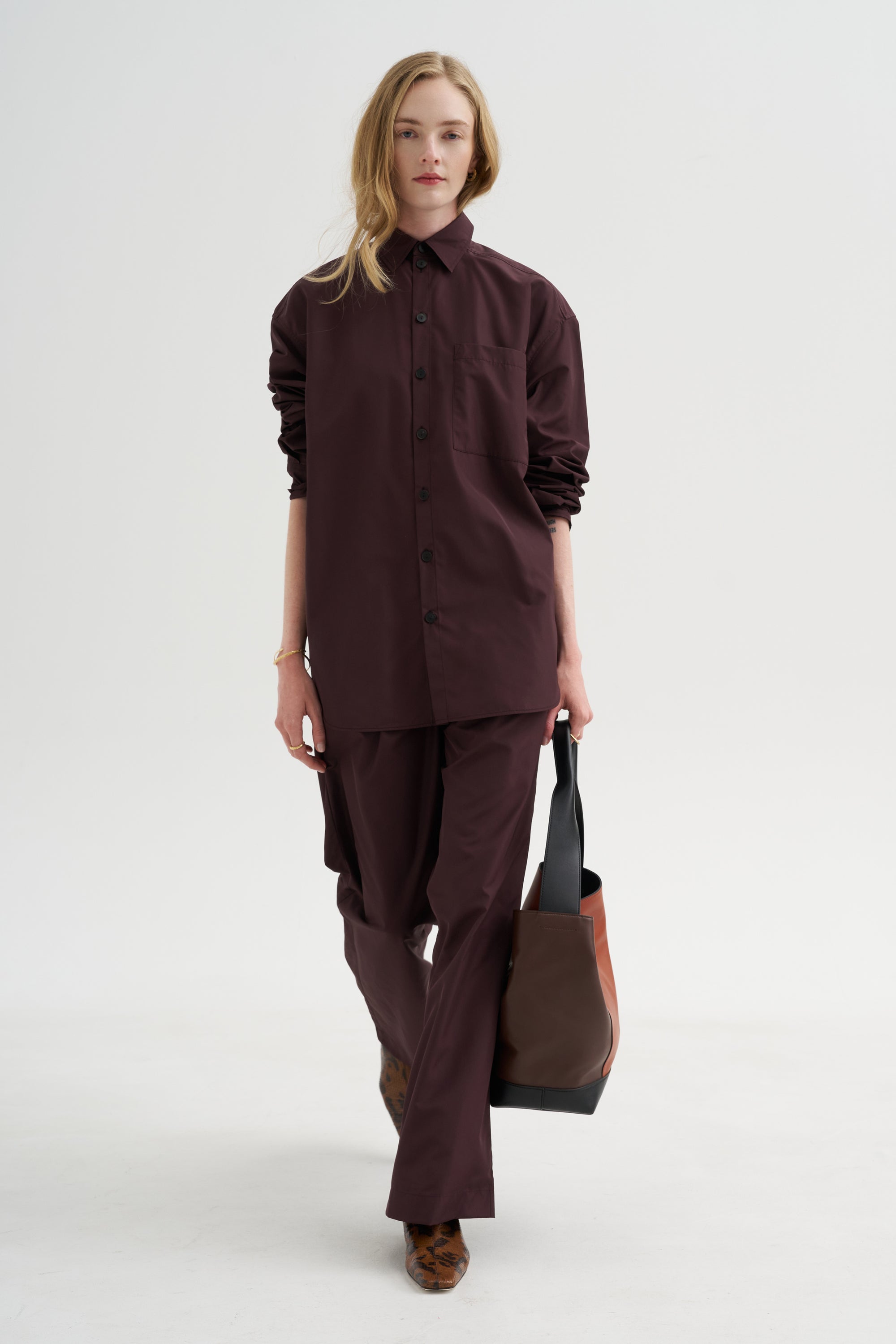Point Collar Shirt, Plum