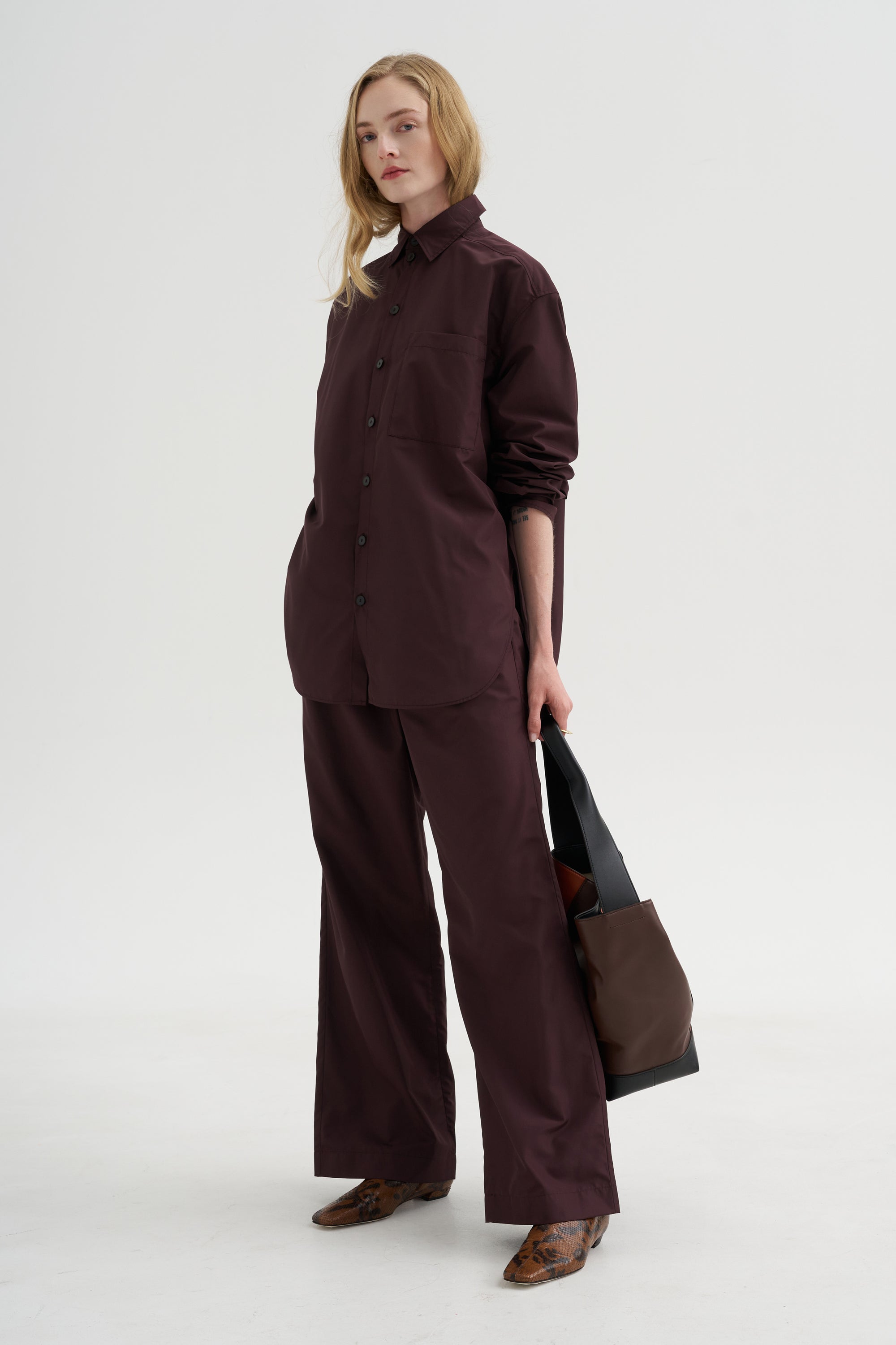 Point Collar Shirt, Plum