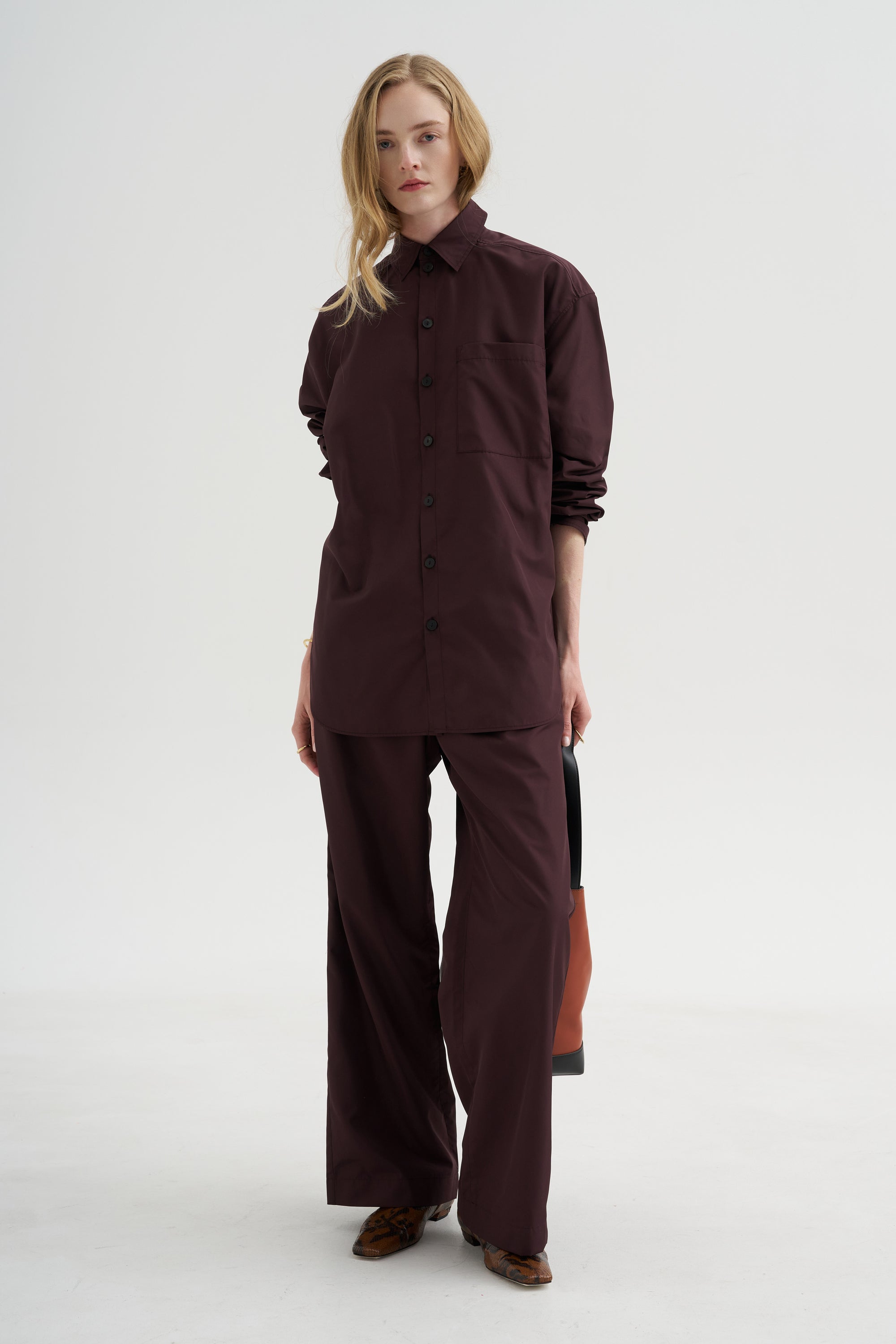 Point Collar Shirt, Plum