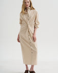 Long Sleeve Dress, Sand