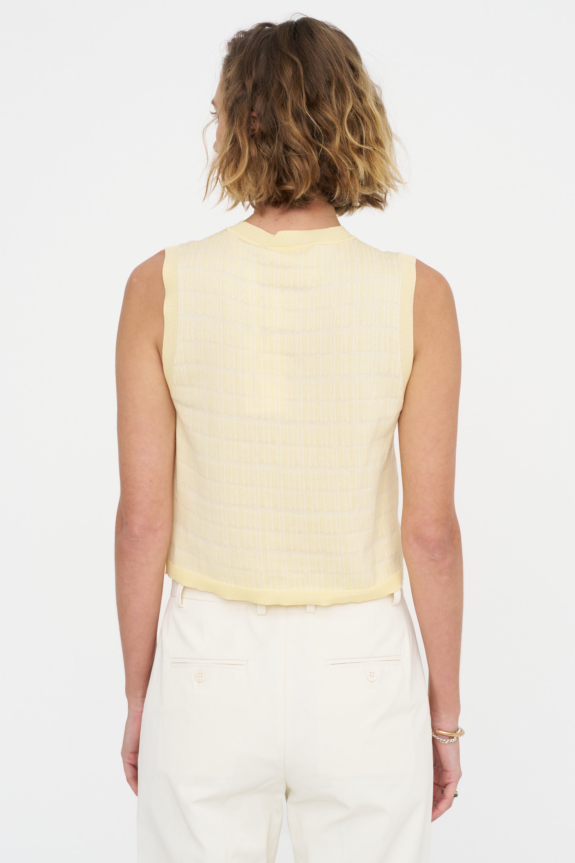 Bicolor Jacquard Gilet, Light Yellow