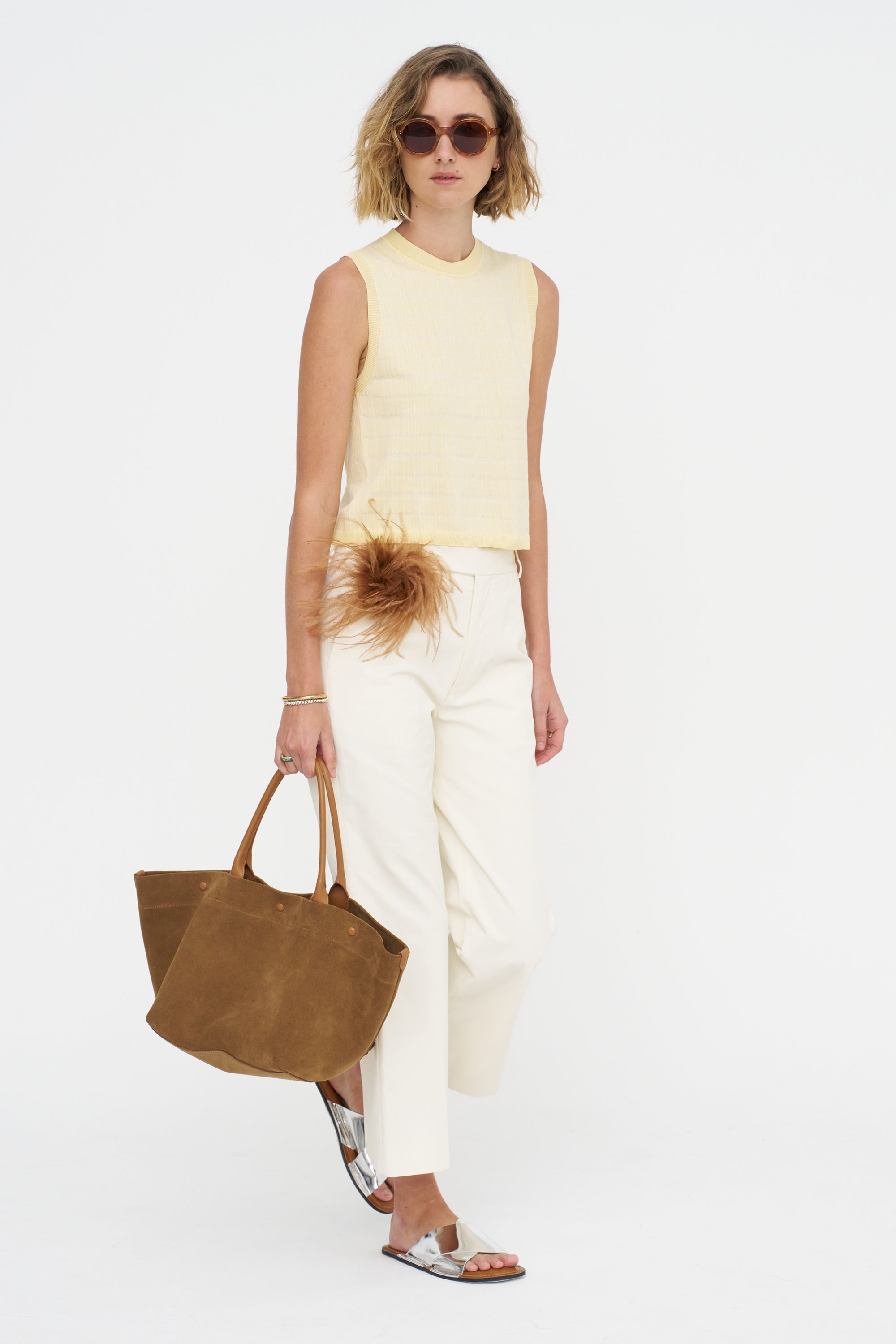 Bicolor Jacquard Gilet, Light Yellow