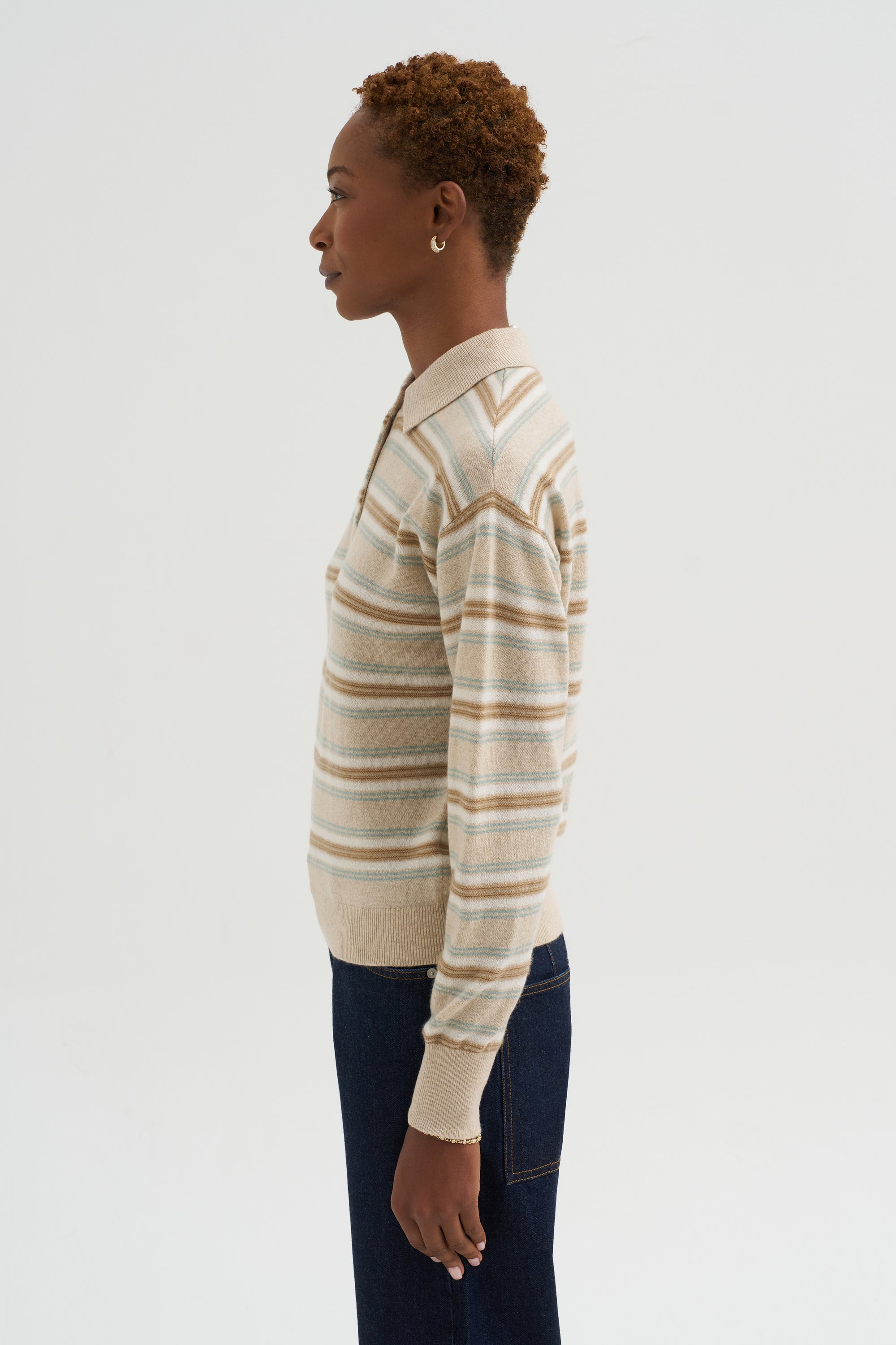 Collegiate Stripe Polo, Sandstone Combo
