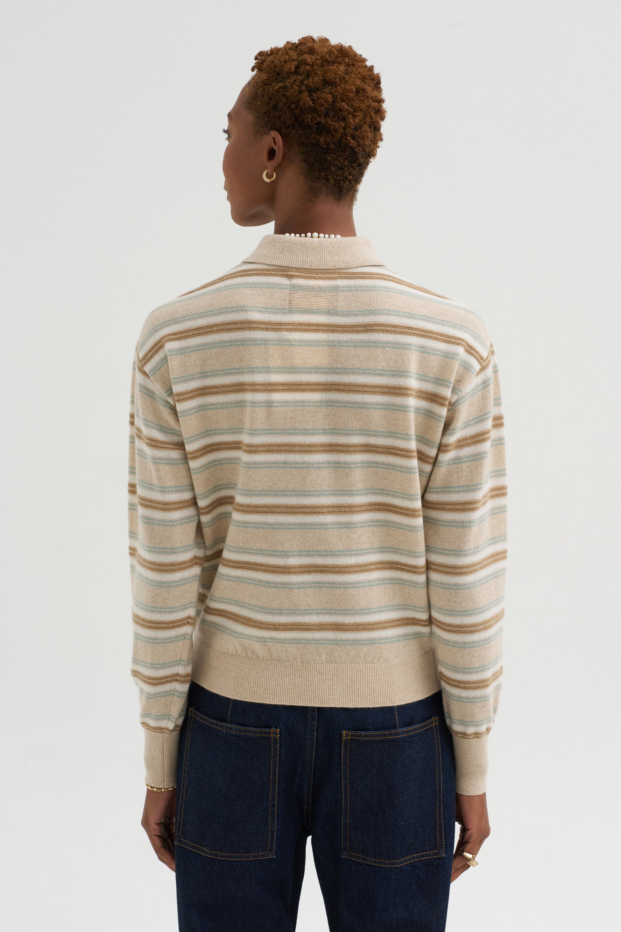 Collegiate Stripe Polo, Sandstone Combo