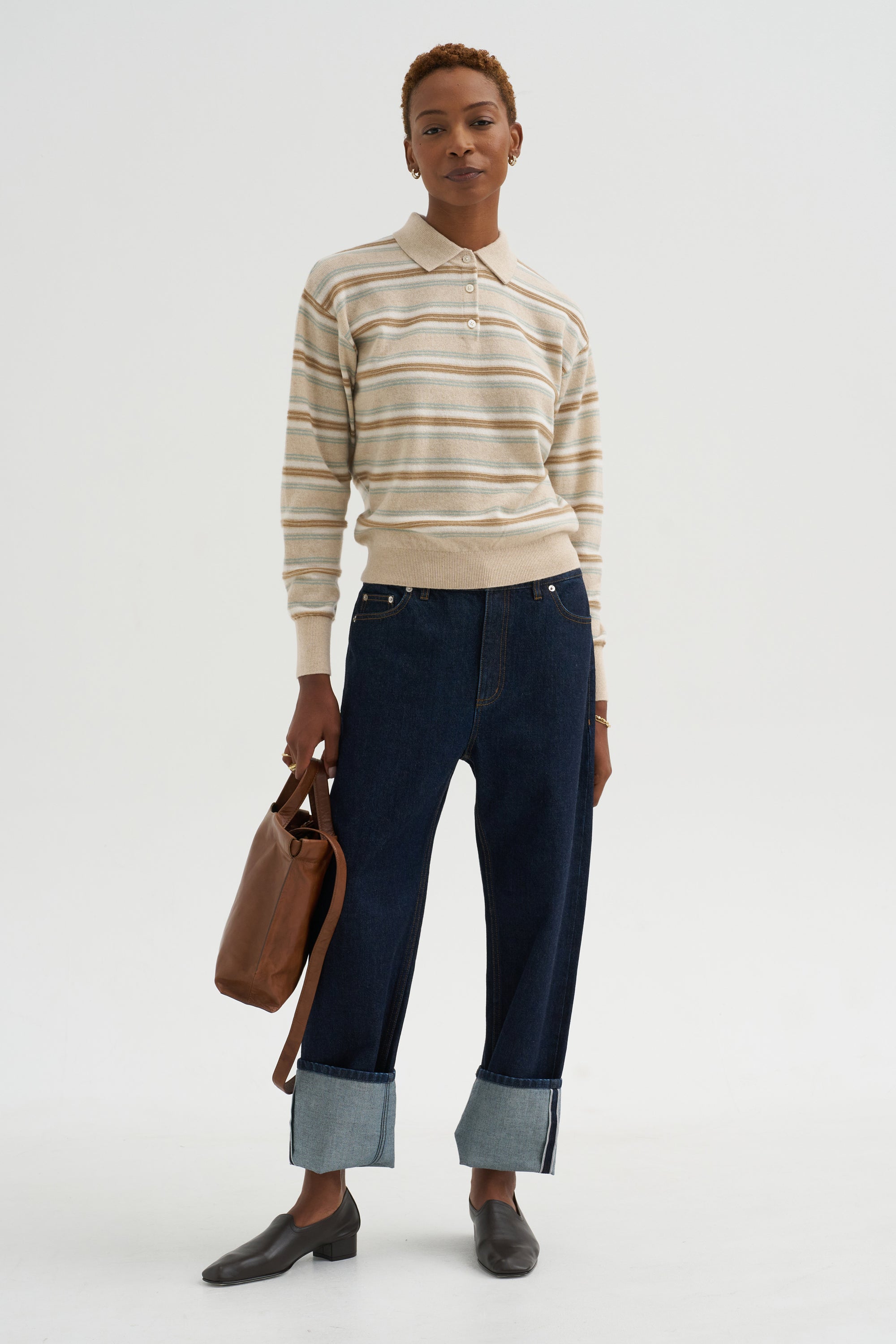 Collegiate Stripe Polo, Sandstone Combo