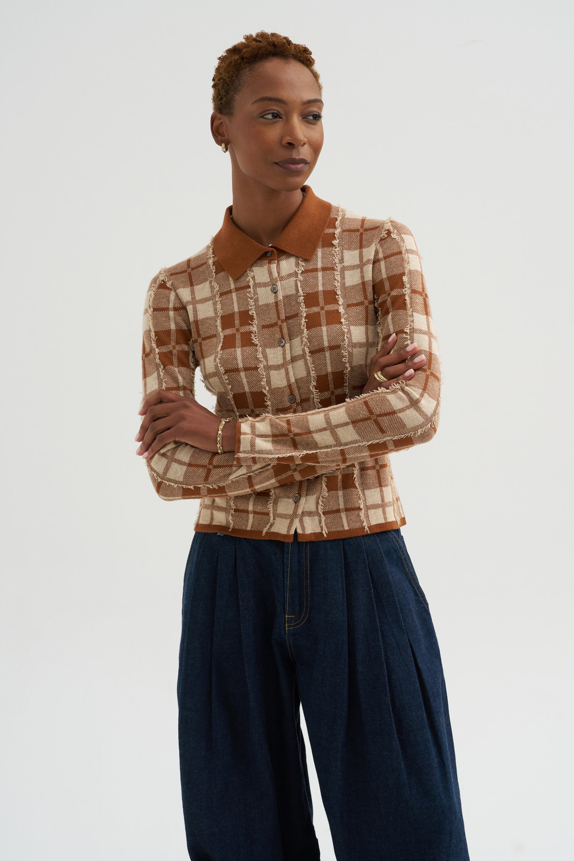 Plaid Elle Shirt, Burnt Sienna &amp; Sandstone