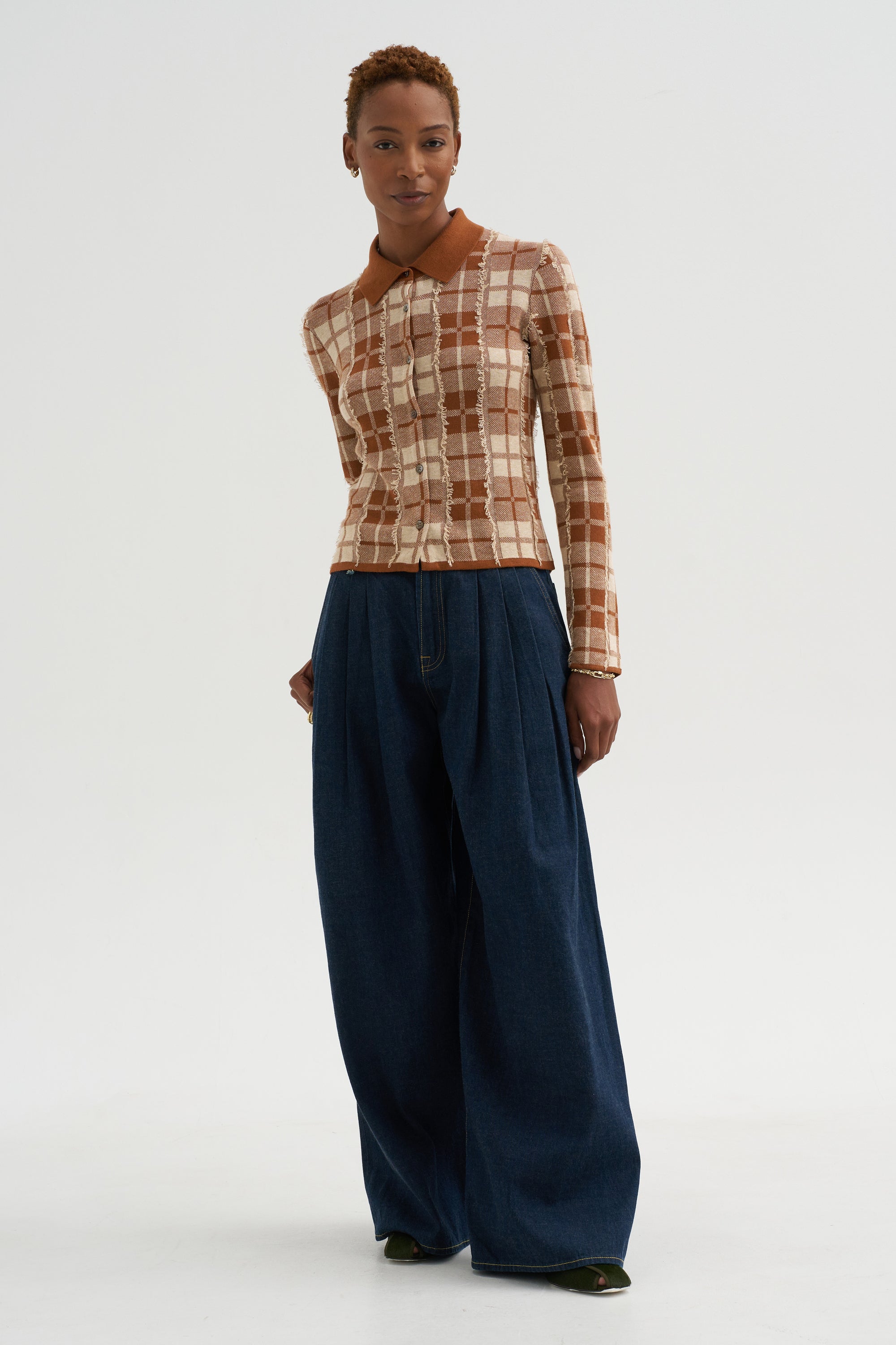Plaid Elle Shirt, Burnt Sienna &amp; Sandstone