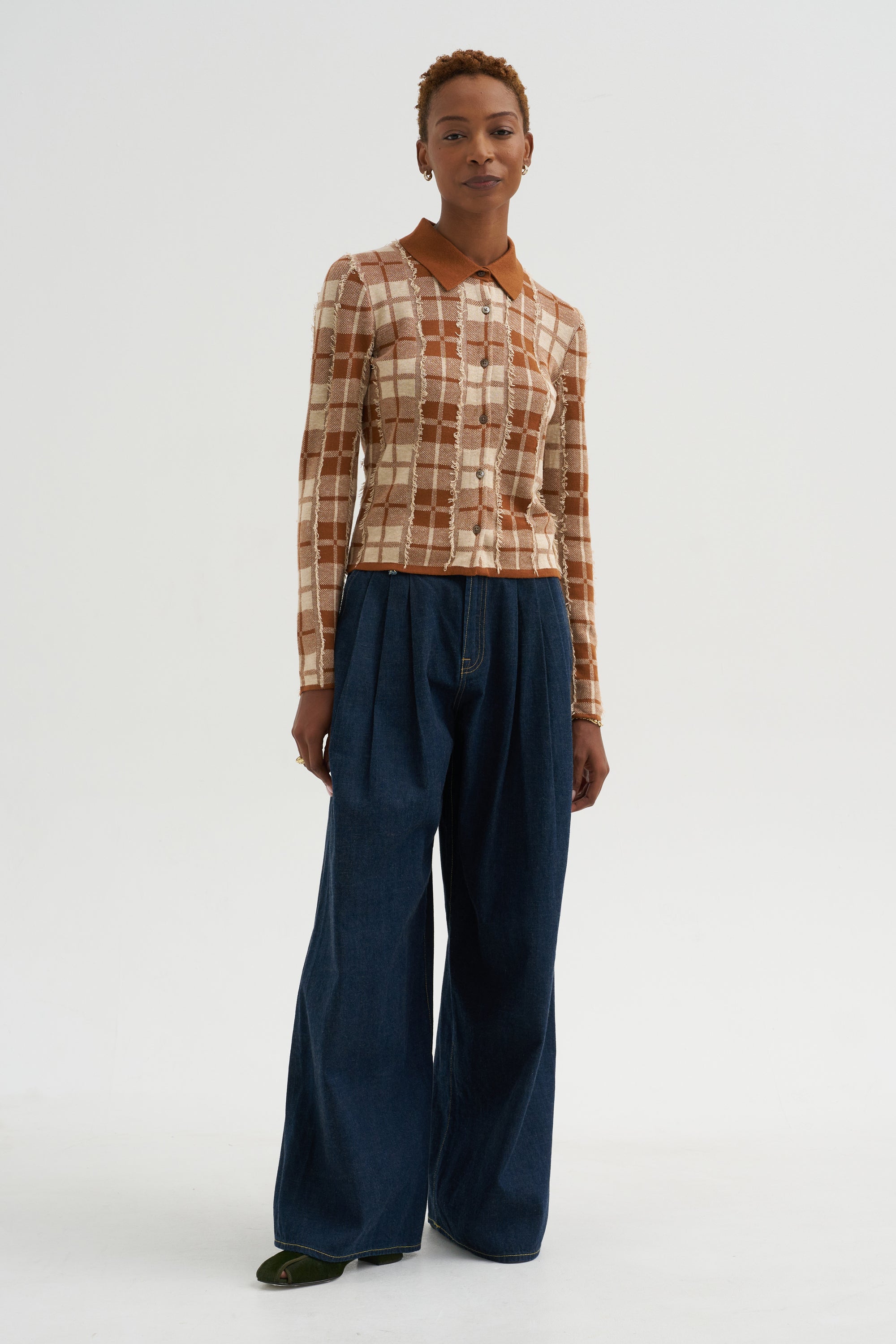 Plaid Elle Shirt, Burnt Sienna &amp; Sandstone