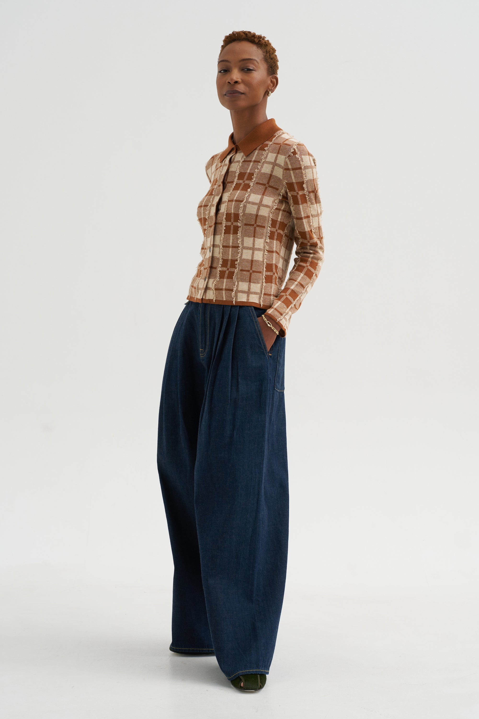 Plaid Elle Shirt, Burnt Sienna &amp; Sandstone