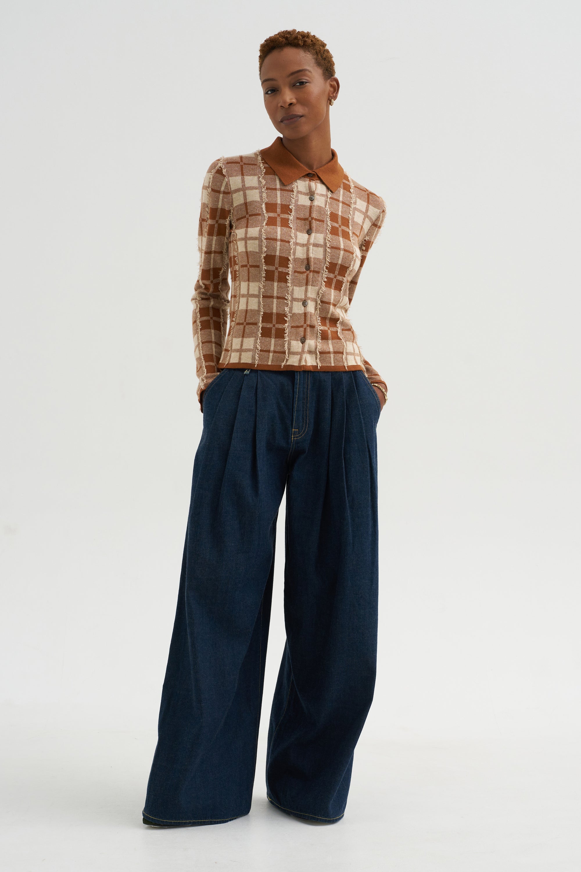 Plaid Elle Shirt, Burnt Sienna &amp; Sandstone
