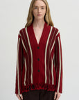 Handloom Cardigan, Carmine Combo
