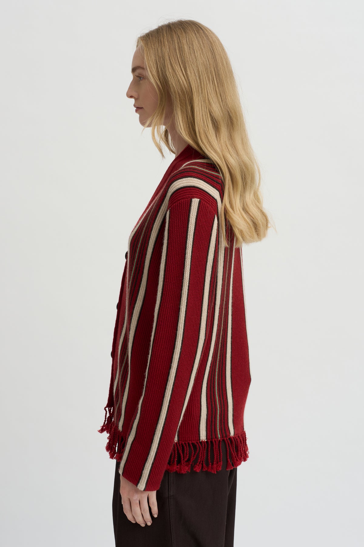 Handloom Cardigan, Carmine Combo
