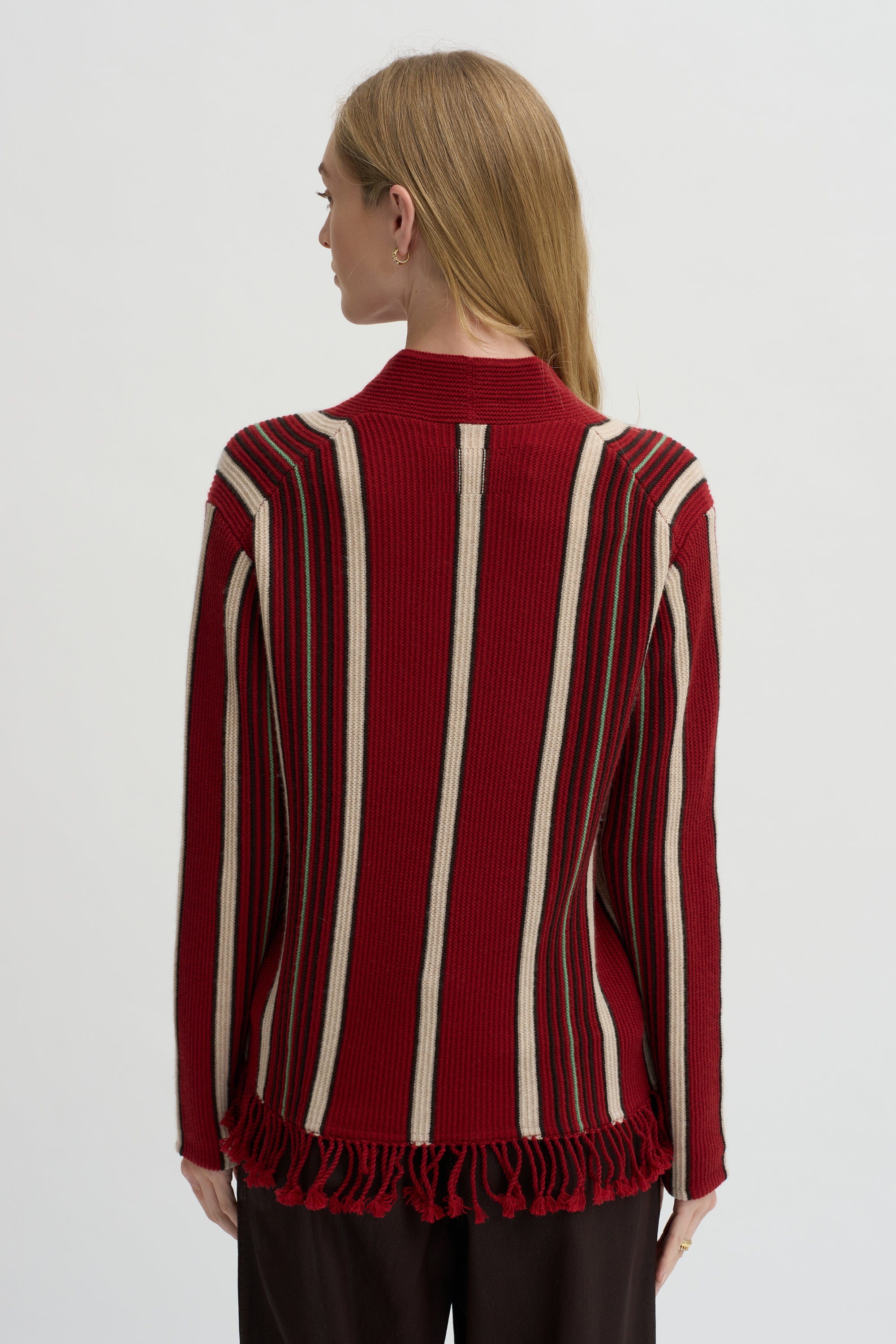 Handloom Cardigan, Carmine Combo