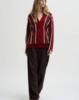 Handloom Cardigan, Carmine Combo