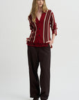 Handloom Cardigan, Carmine Combo