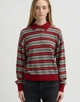 Collegiate Stripe Polo, Carmine
