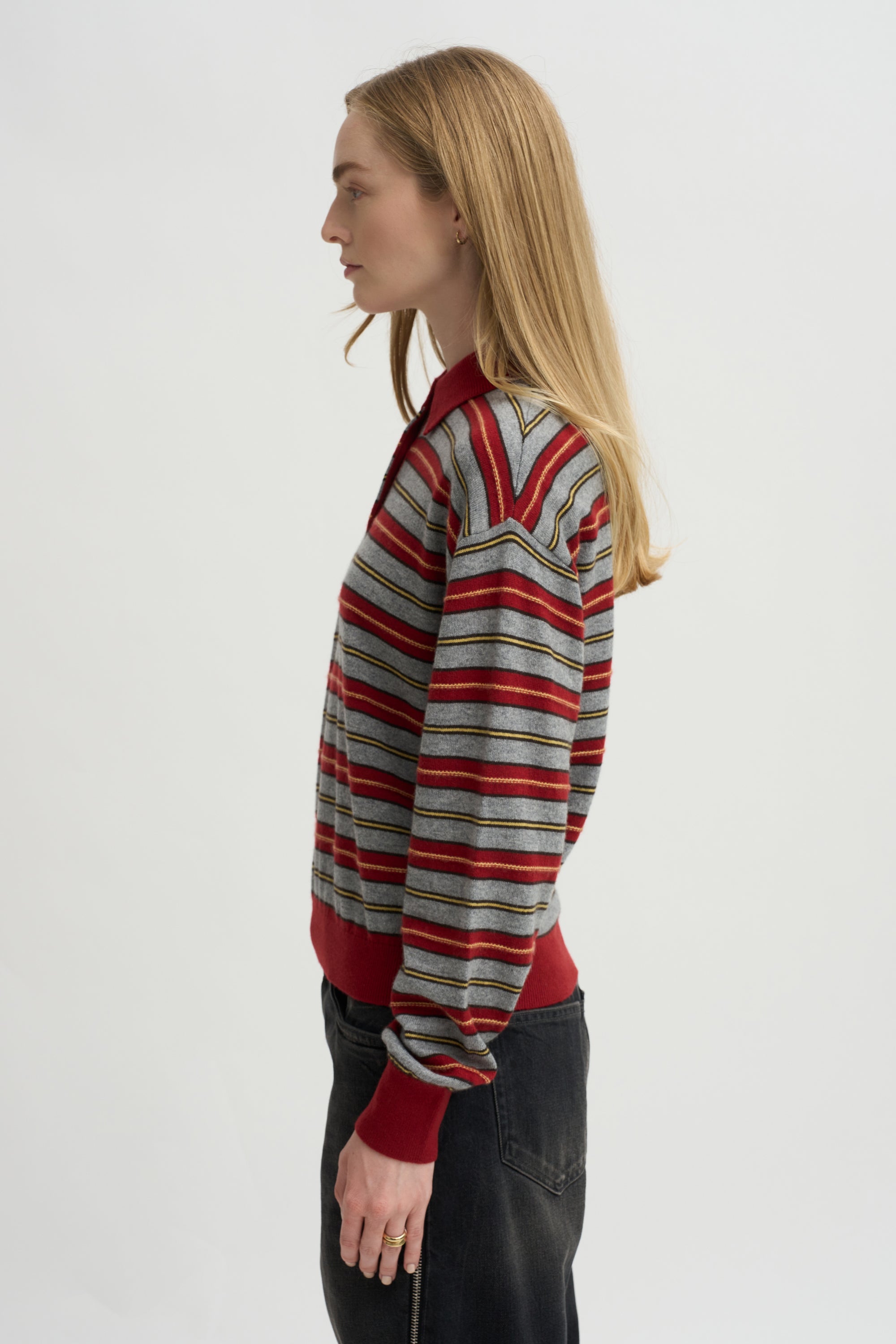 Collegiate Stripe Polo, Carmine
