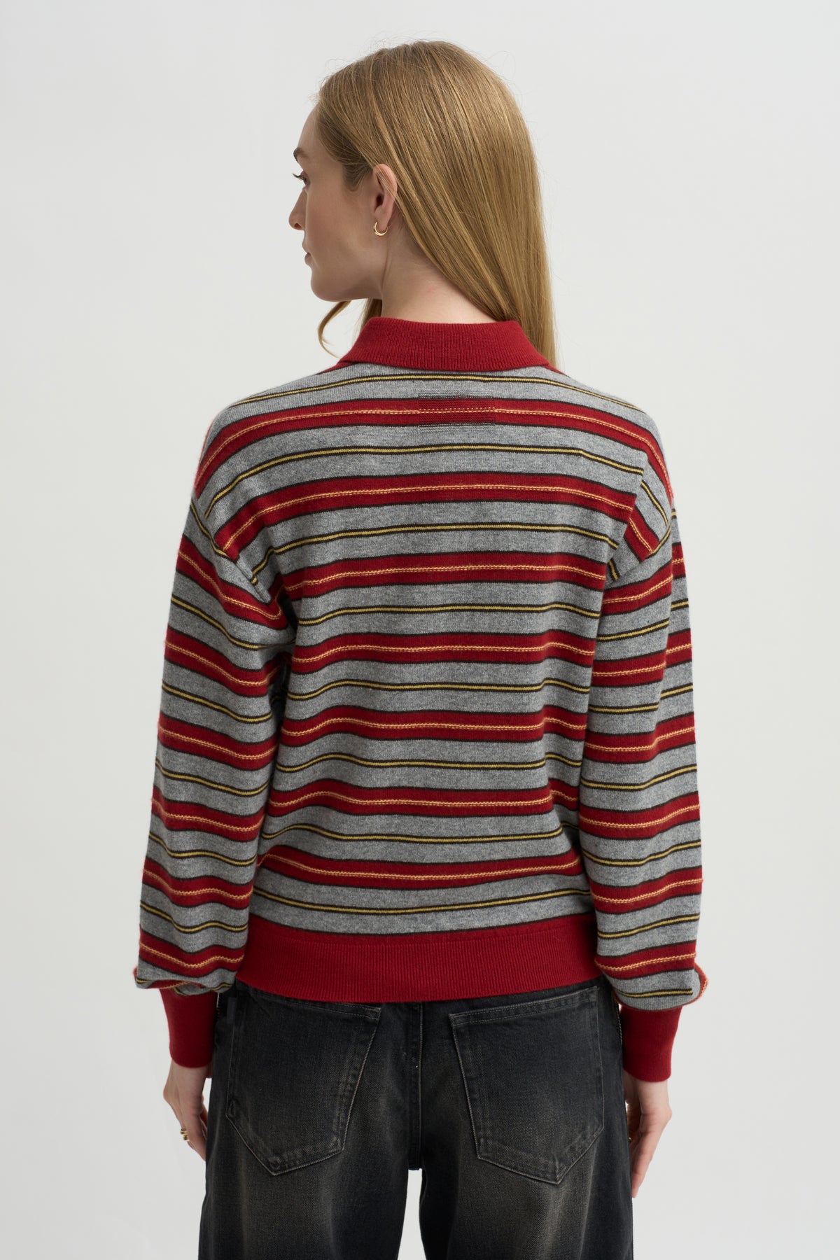 Collegiate Stripe Polo, Carmine