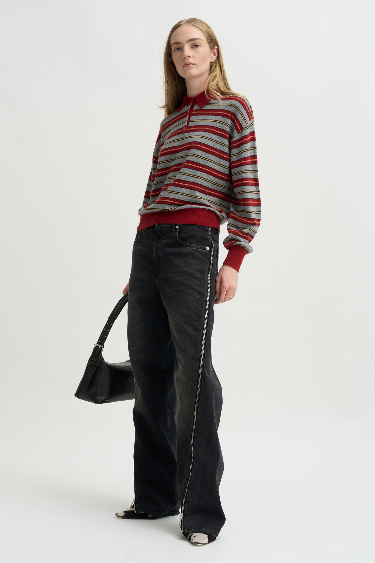 Collegiate Stripe Polo, Carmine