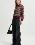 Collegiate Stripe Polo, Carmine