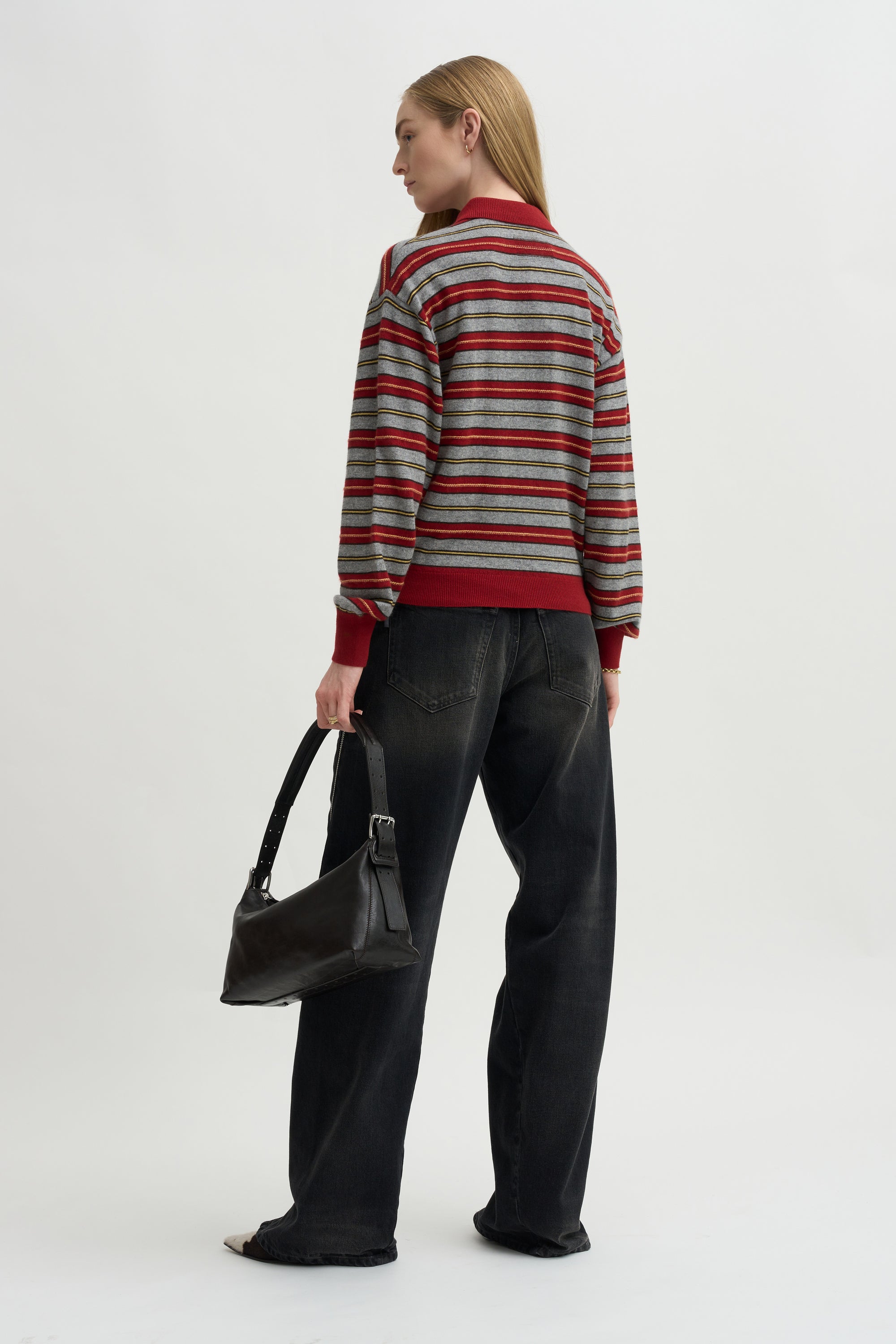 Collegiate Stripe Polo, Carmine