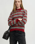 Collegiate Stripe Polo, Carmine