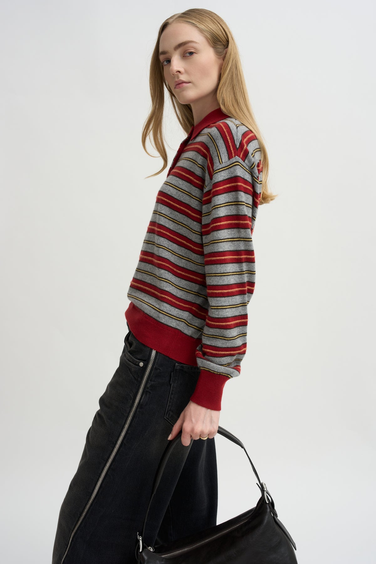 Collegiate Stripe Polo, Carmine