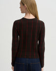 Jane Checker Cardigan, Burnt Cocoa & Carmine