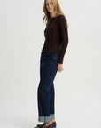 Jane Checker Cardigan, Burnt Cocoa & Carmine