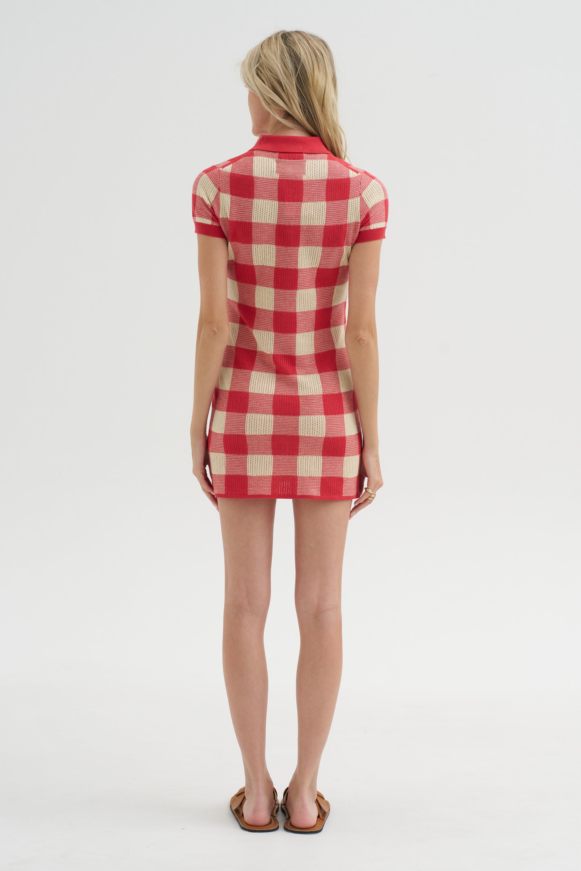 Gingham Polo Dress, Scarlet &amp; Mist
