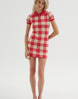 Gingham Polo Dress, Scarlet & Mist