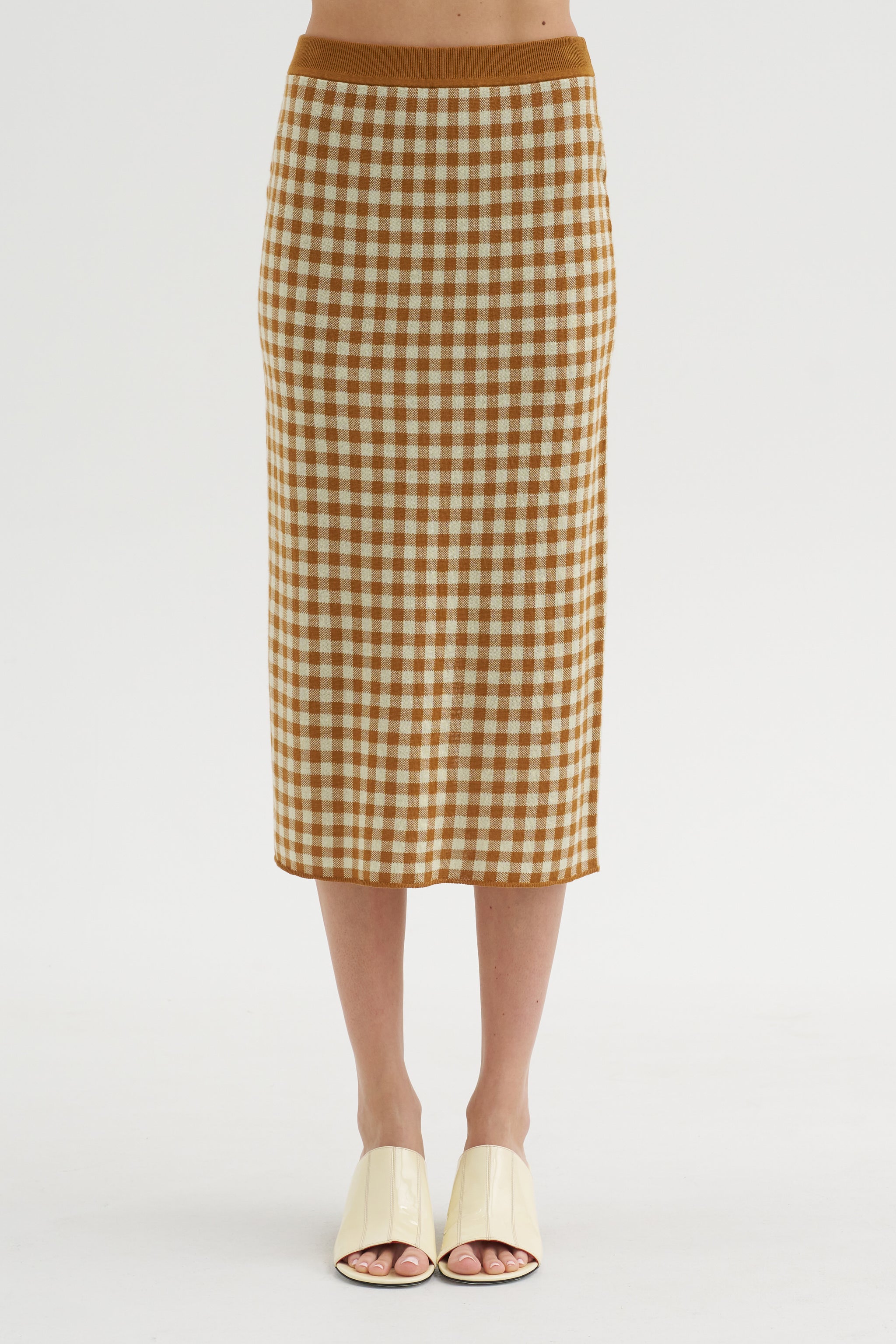 Gingham Long Skirt – Kick Pleat
