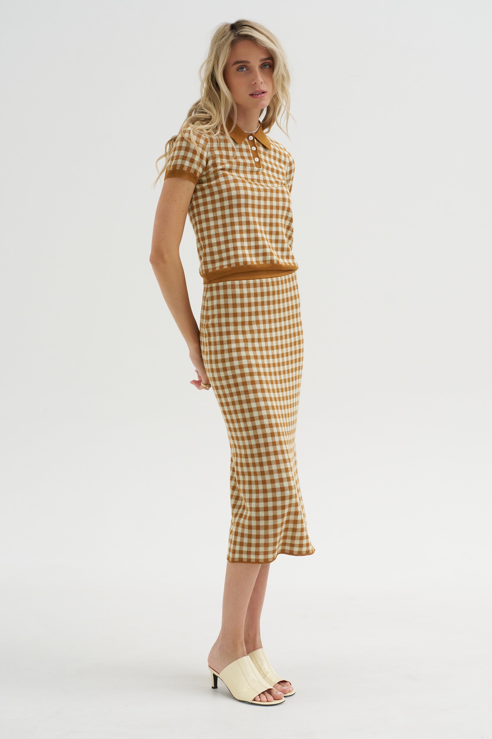Gingham Long Skirt – Kick Pleat