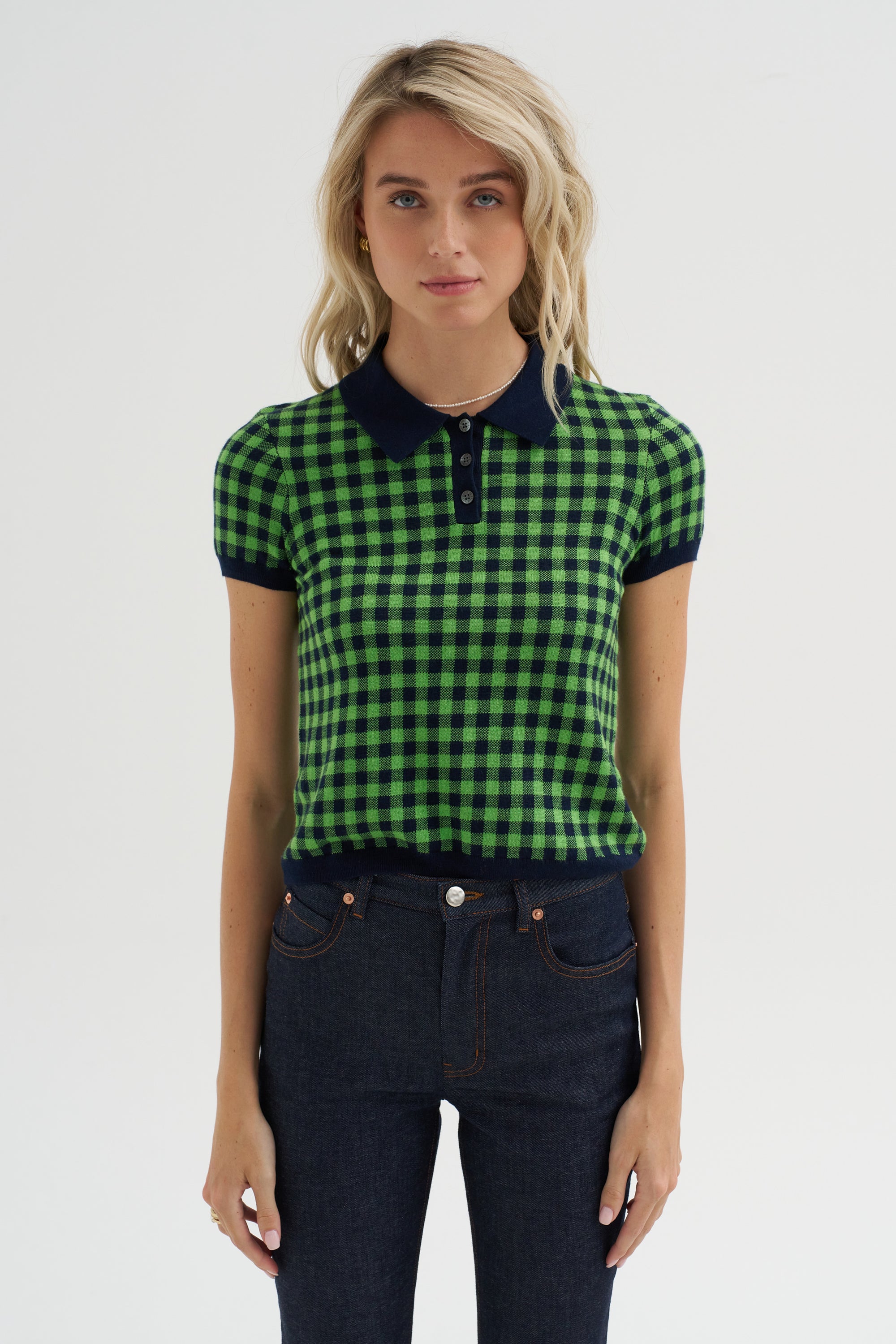 Gingham Shrunken Polo
