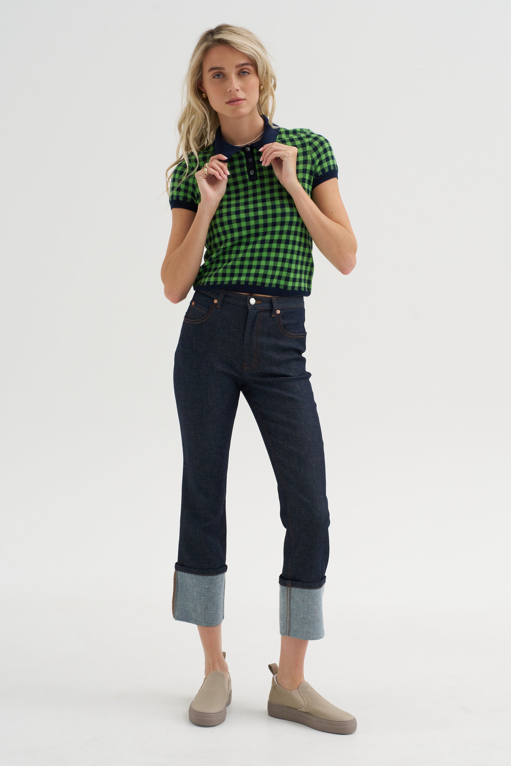 Gingham Shrunken Polo