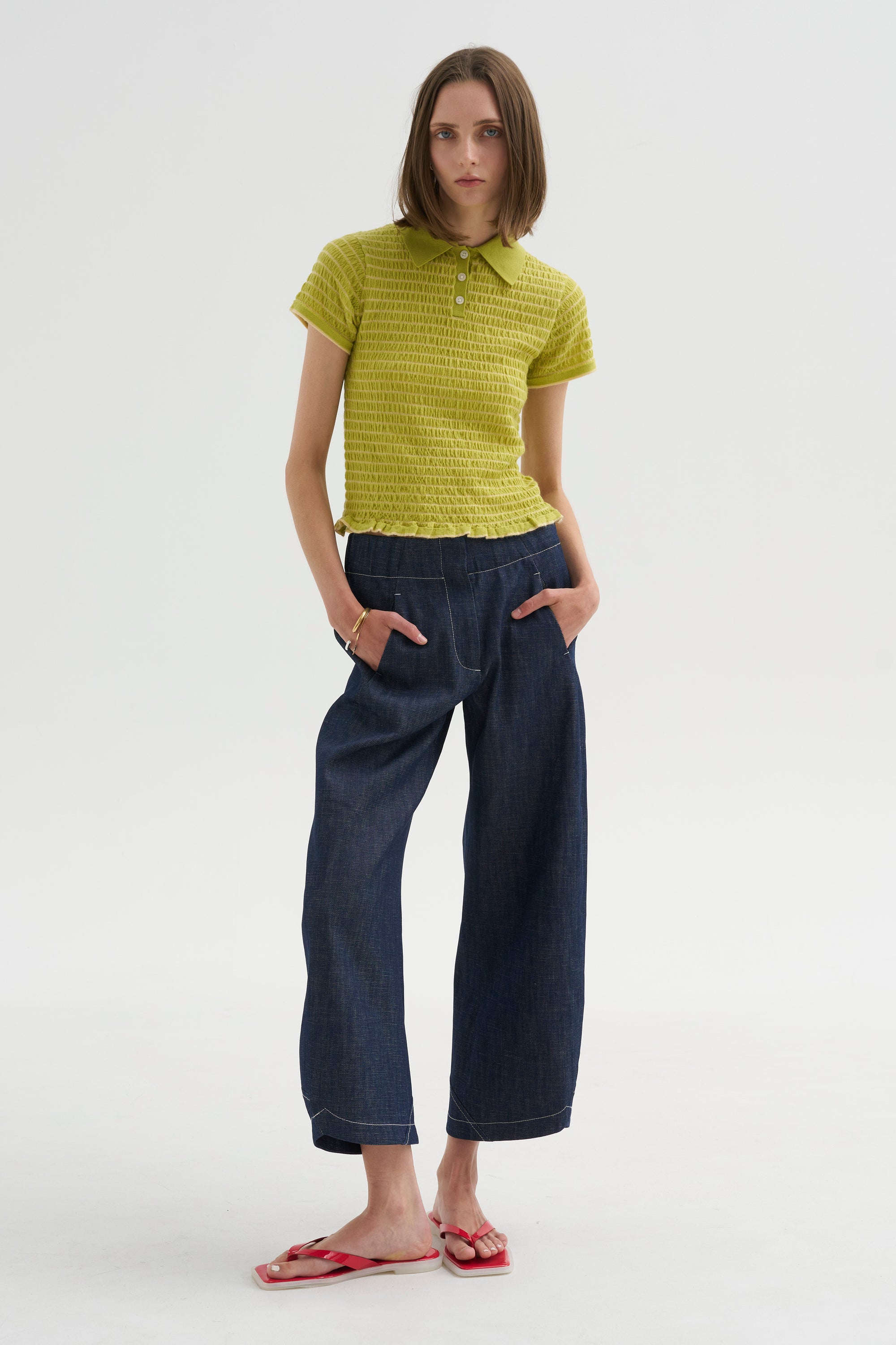 Smocked Shrunken Polo, Evoo &amp; Butter