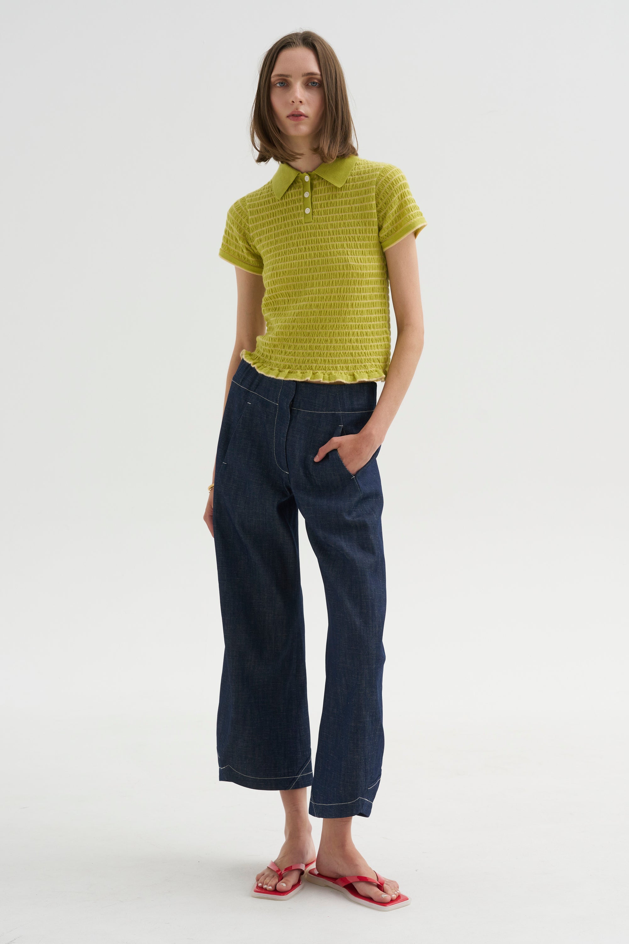 Smocked Shrunken Polo, Evoo &amp; Butter