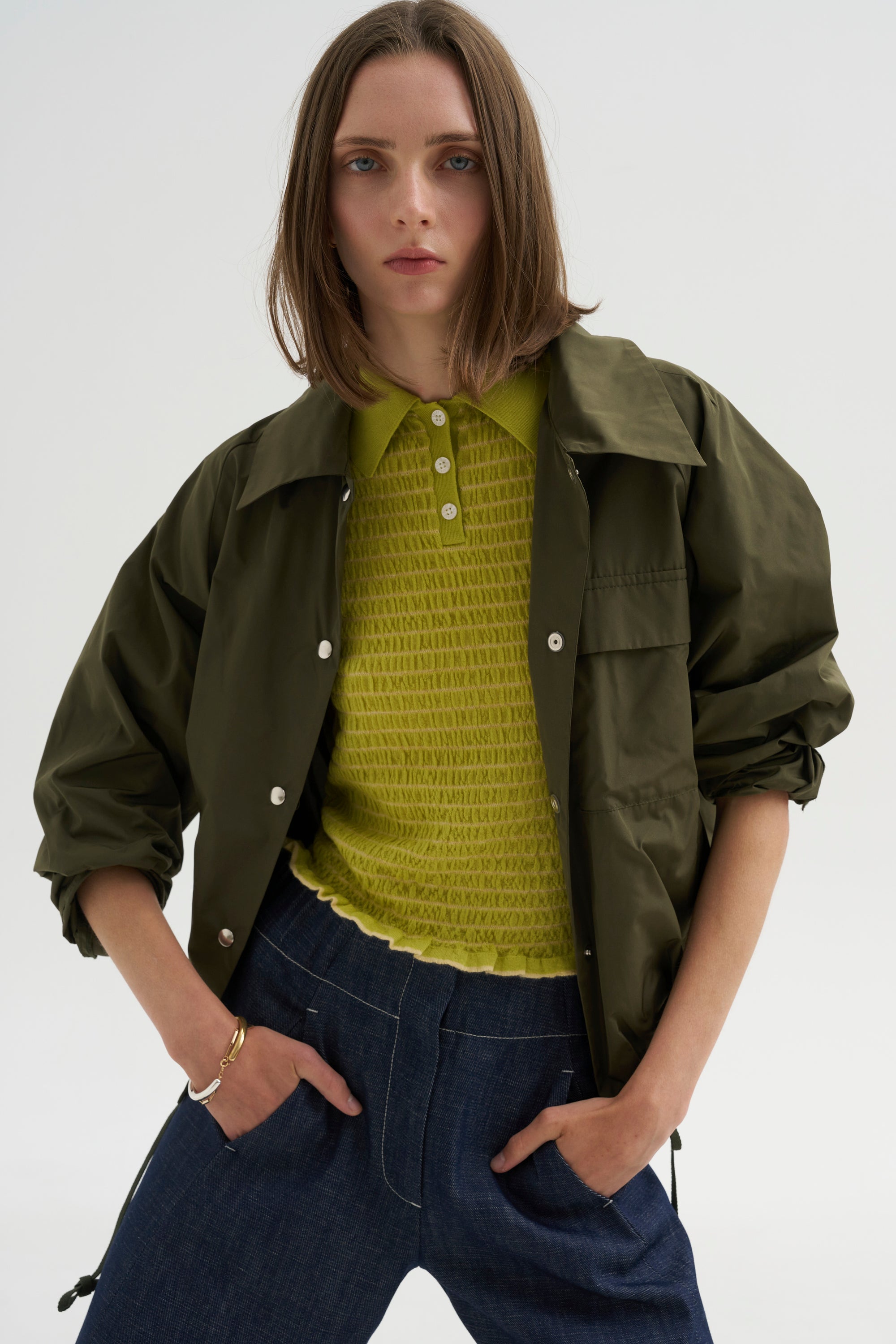 Smocked Shrunken Polo, Evoo &amp; Butter
